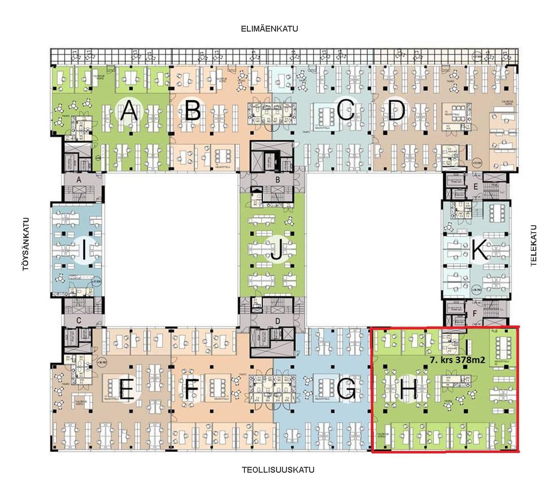 Teollisuuskatu 21, 380m2, 7. kerros, Toimistotila