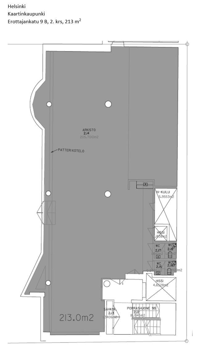 Erottajankatu 9 b, 213m2, 2. kerros, Toimistotila