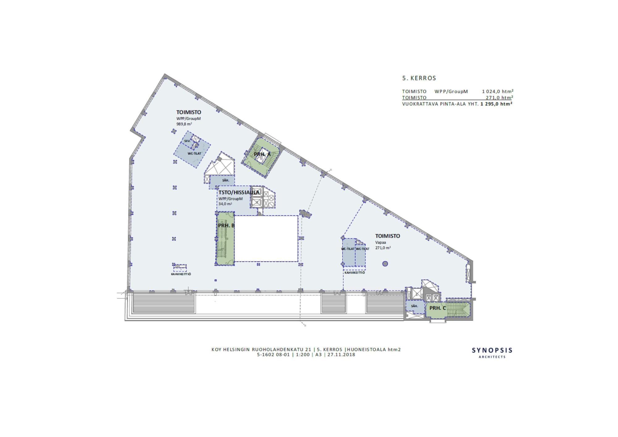 Ruoholahdenkatu 21, 271m2, 5. kerros, Toimistotila