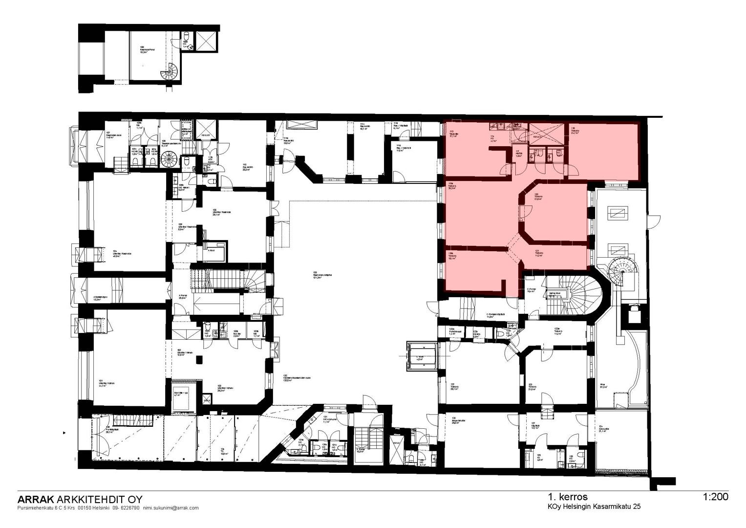 Kasarmikatu 25, 142m2, 1. kerros, Toimistotila