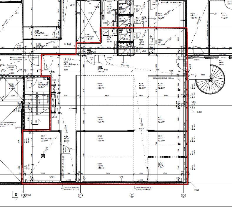 Bertel Jungin aukio 3 D-Talo, 232m2, 6. kerros, Toimistotila