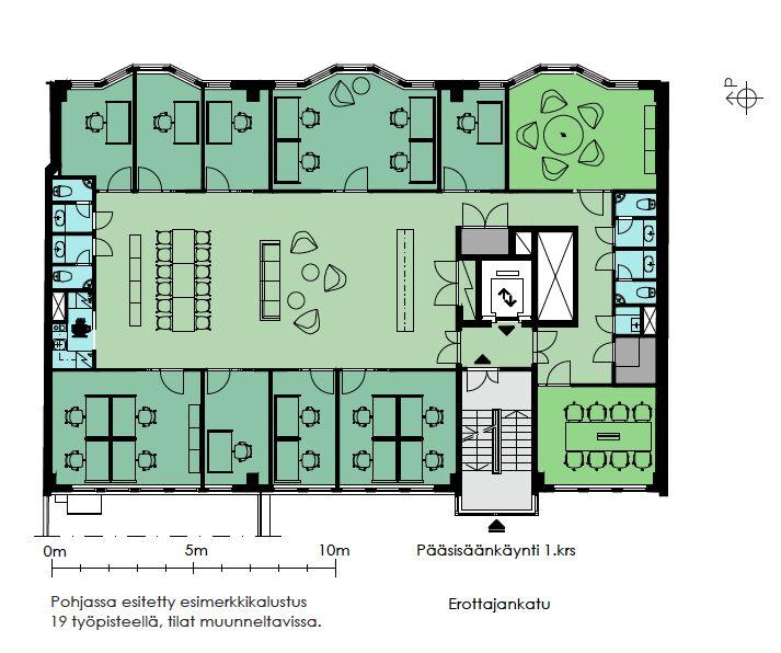 Erottajankatu 5, 265m2, 5. kerros, Toimistotila