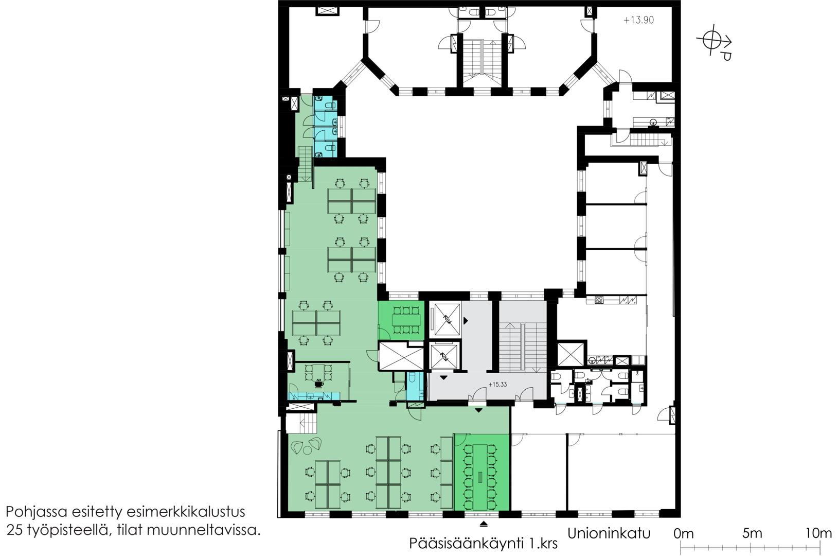 Unioninkatu 24, 256m2, 4. kerros, Toimistotila
