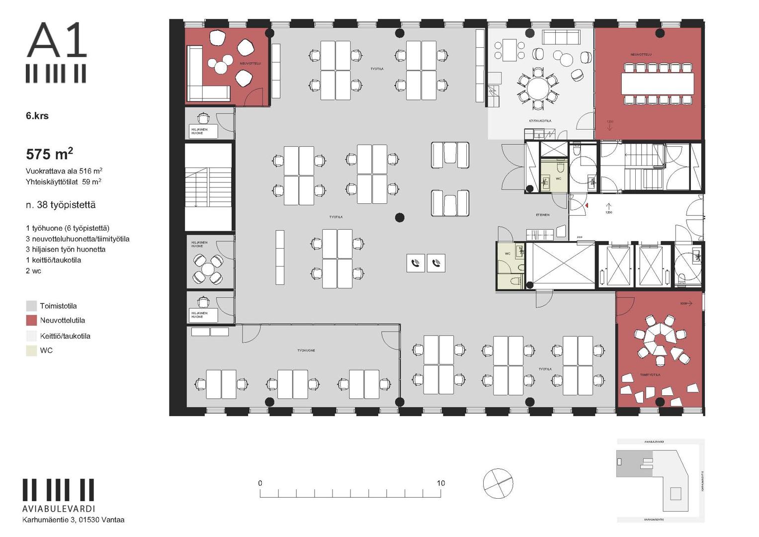 Karhumäentie 3, 575m2, 6. kerros, Toimistotila
