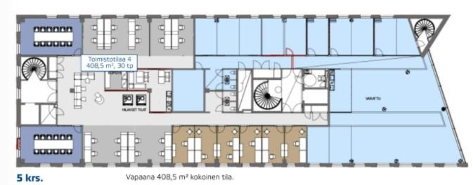 Piispanportti 11, 408m2, 5. kerros, Toimistotila