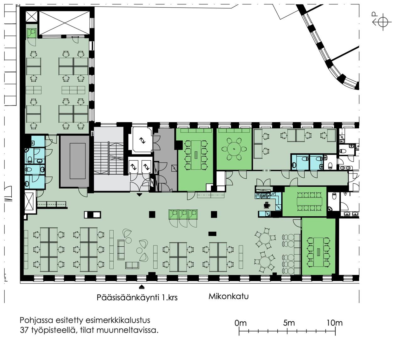 Mikonkatu 15 B, 490m2, 3. kerros, Toimistotila