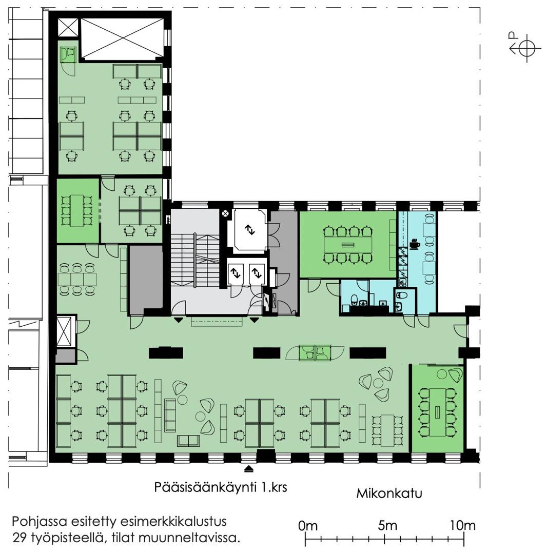 Mikonkatu 15 B, 390m2, 4. kerros, Toimistotila