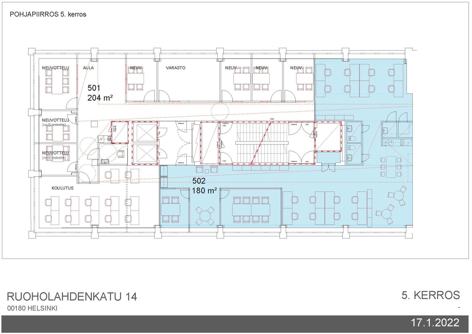 Ruoholahdenkatu 14, 180m2, 5. kerros, Toimistotila