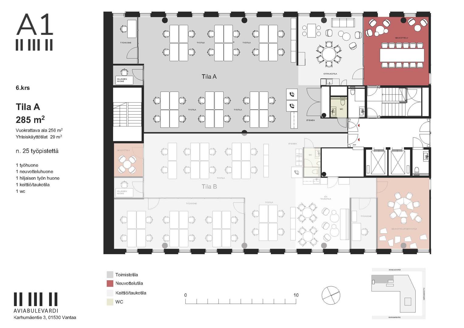 Karhumäentie 3, 285m2, 6. kerros, Toimistotila