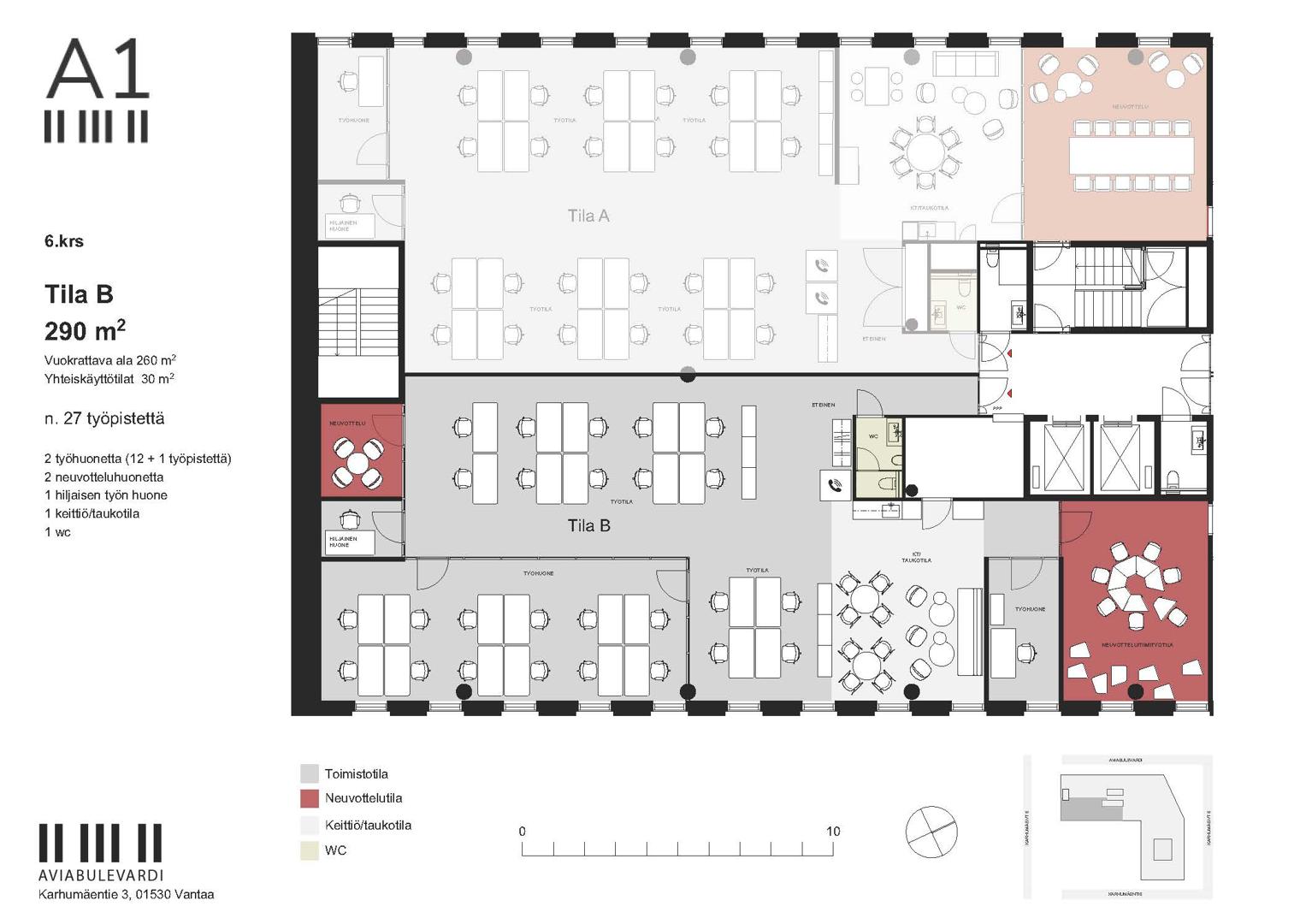 Karhumäentie 3, 290m2, 6. kerros, Toimistotila