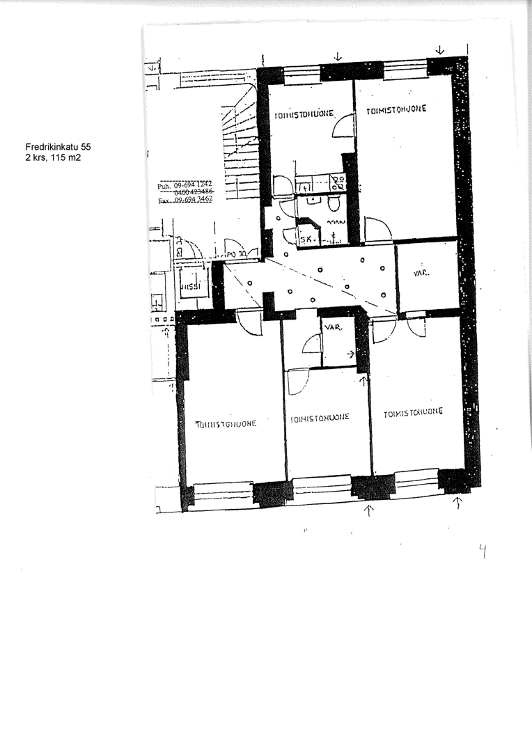 Fredrikinkatu 55, 115m2, 2. kerros, Toimistotila