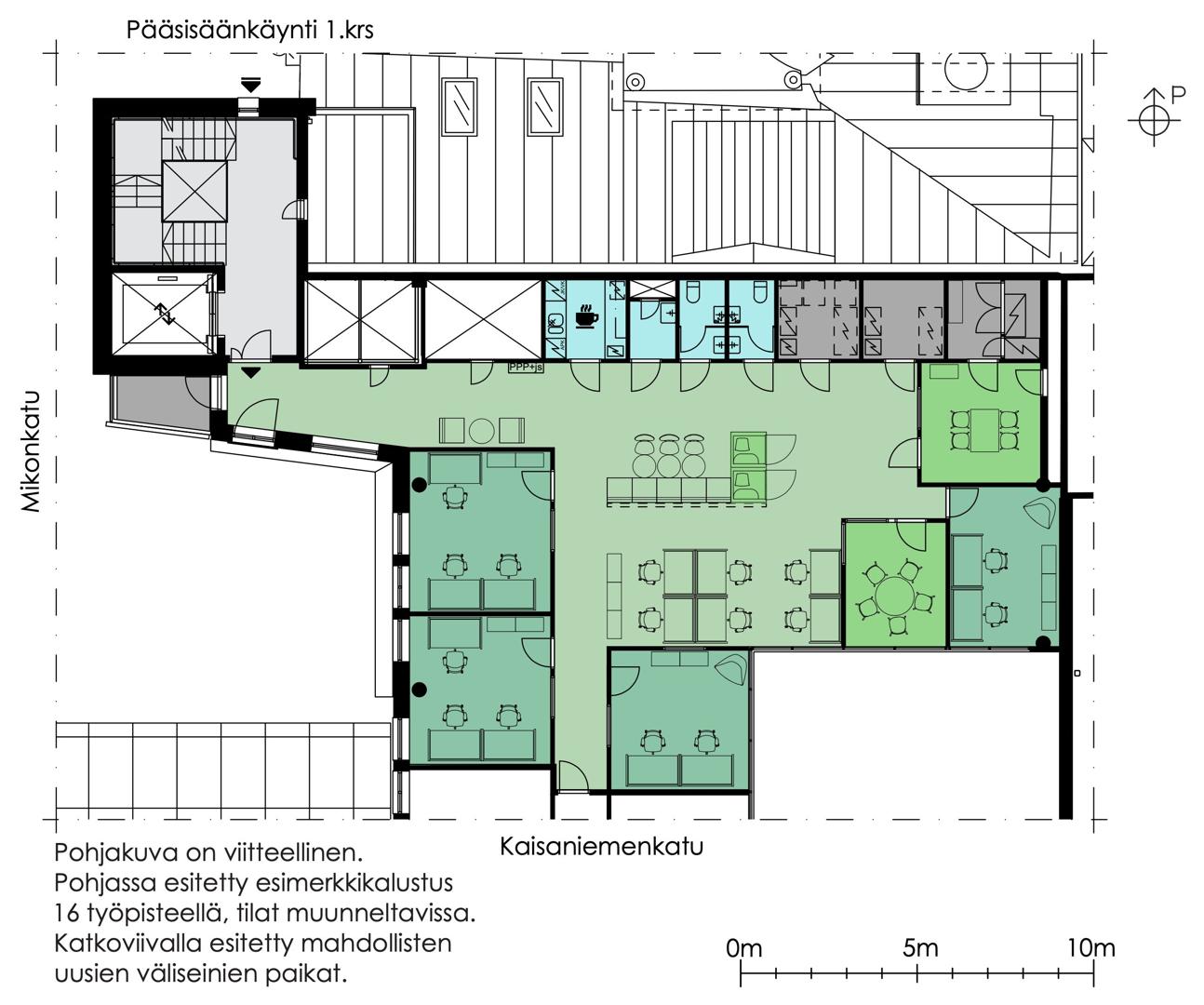 Mikonkatu 17 B/C, 224m2, 5. kerros, Toimistotila