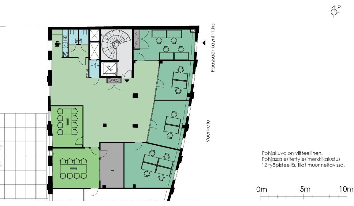 Vuorikatu 14, 250m2, 5. kerros, Toimistotila