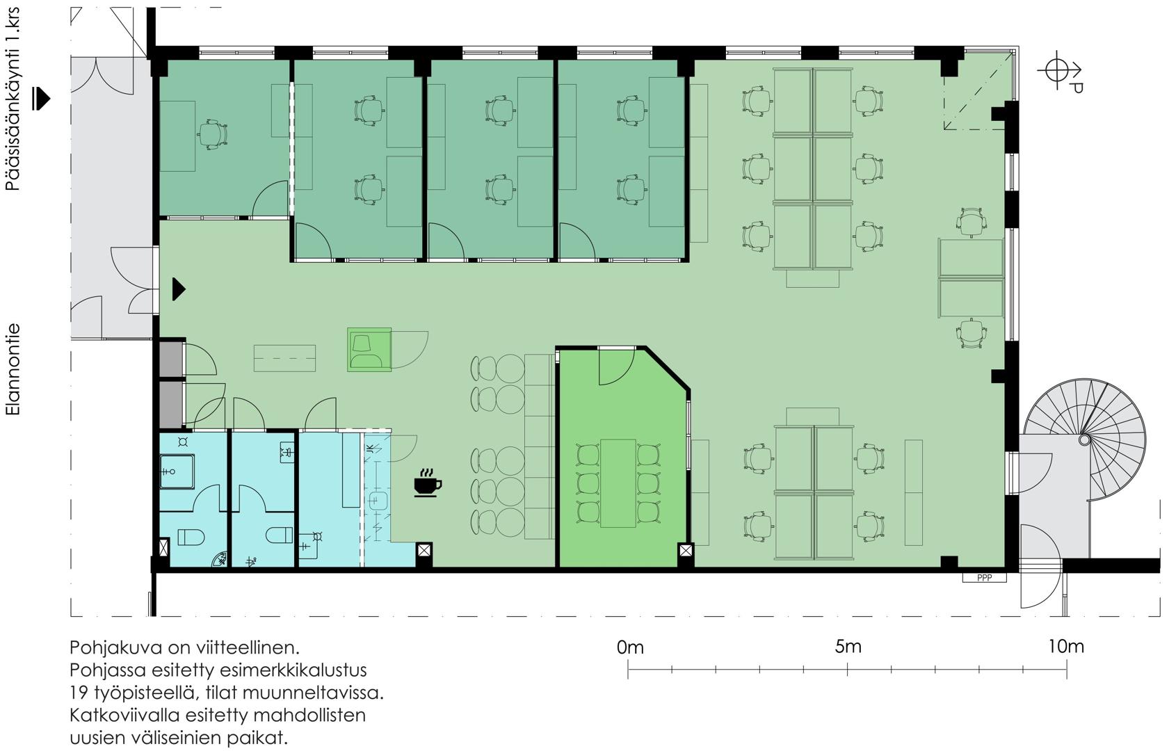 Elannontie 5, 222m2, 3. kerros, Toimistotila