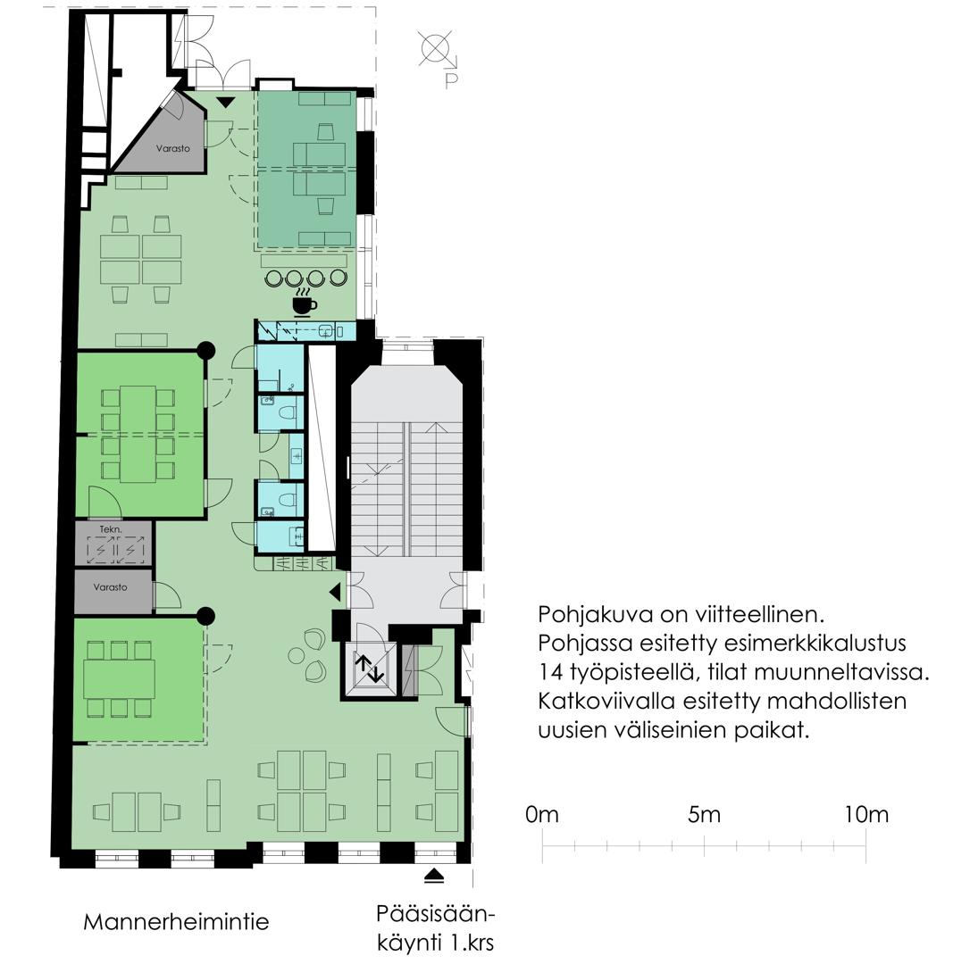 Mannerheimintie 16, 203m2, 2. kerros, Toimistotila