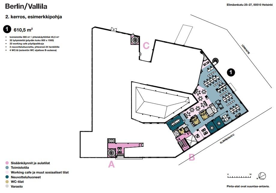 Elimäenkatu 25-27, 610m2, 2. kerros, Toimistotila