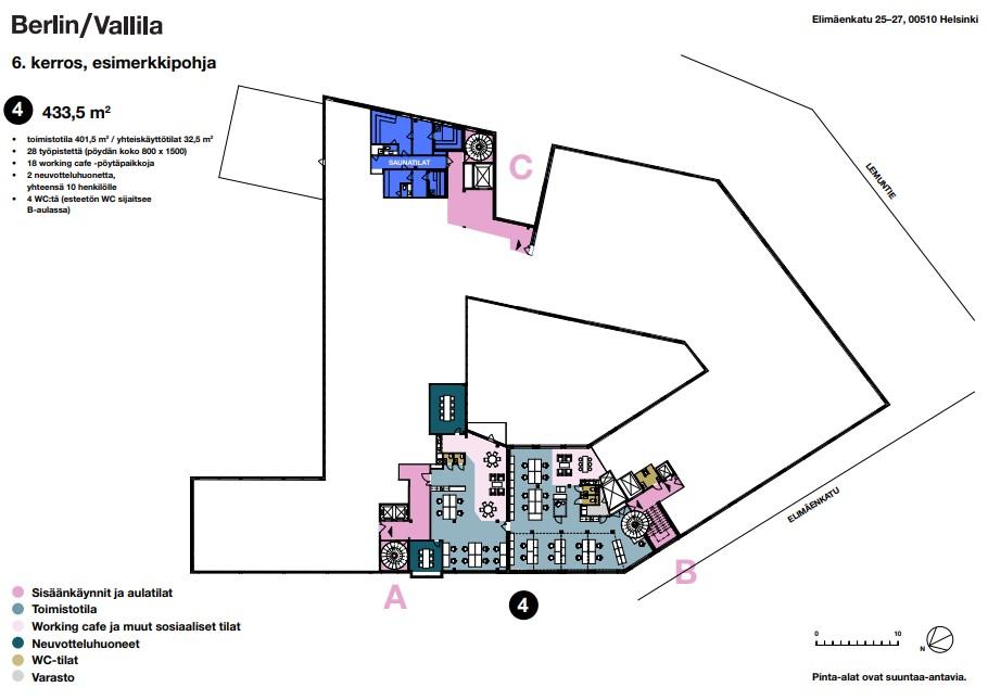 Elimäenkatu 25-27, 433m2, 6. kerros, Toimistotila
