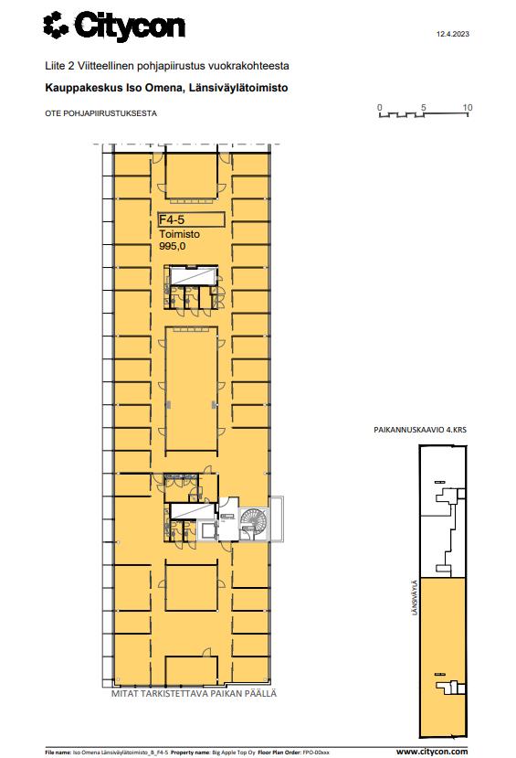 Piispansilta 9 A Toimistotorni, 995m2, 4. kerros, Toimistotila