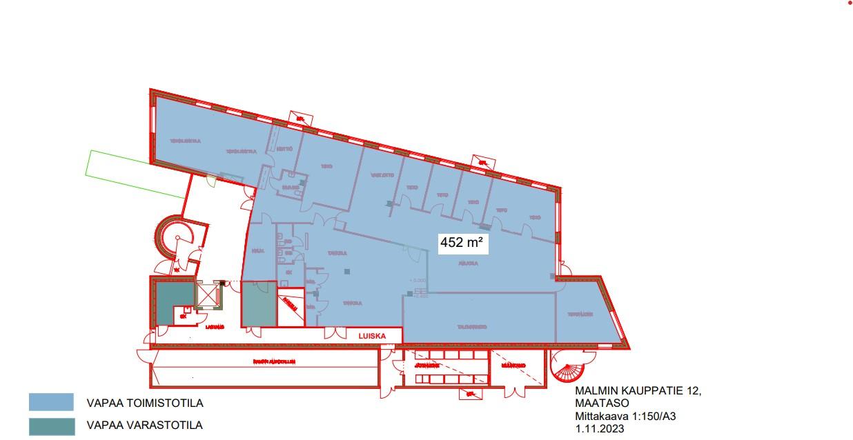 Malmin Kauppatie 12, 452m2, 1. kerros, Toimistotila