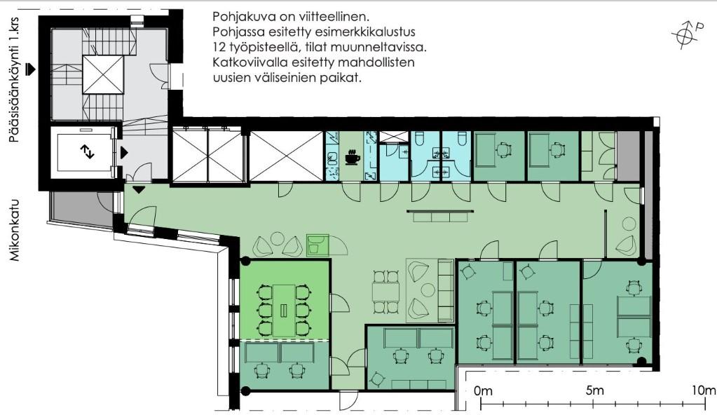 Mikonkatu 17 B/C, 201m2, 3. kerros, Toimistotila