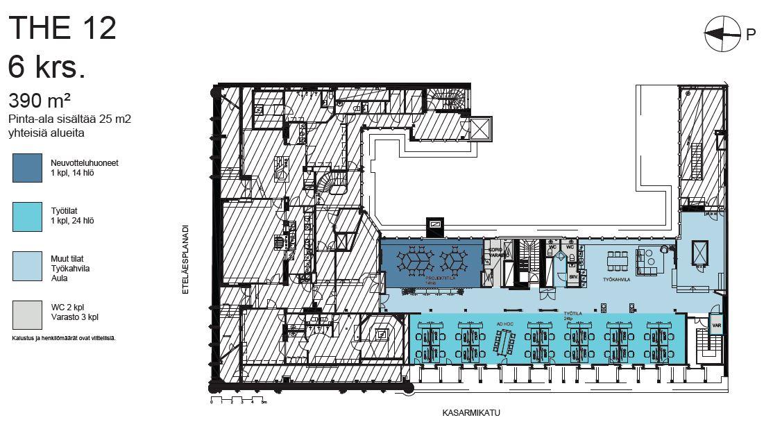 Eteläesplanadi 12, 390m2, 6. kerros, Toimistotila