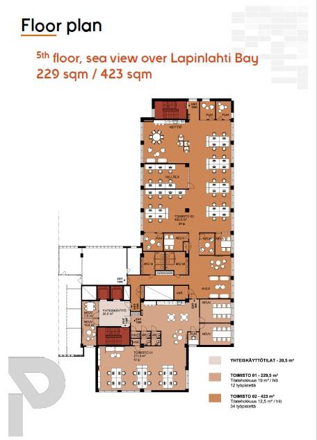 Porkkalankatu 5, 423m2, 5. kerros, Toimistotila