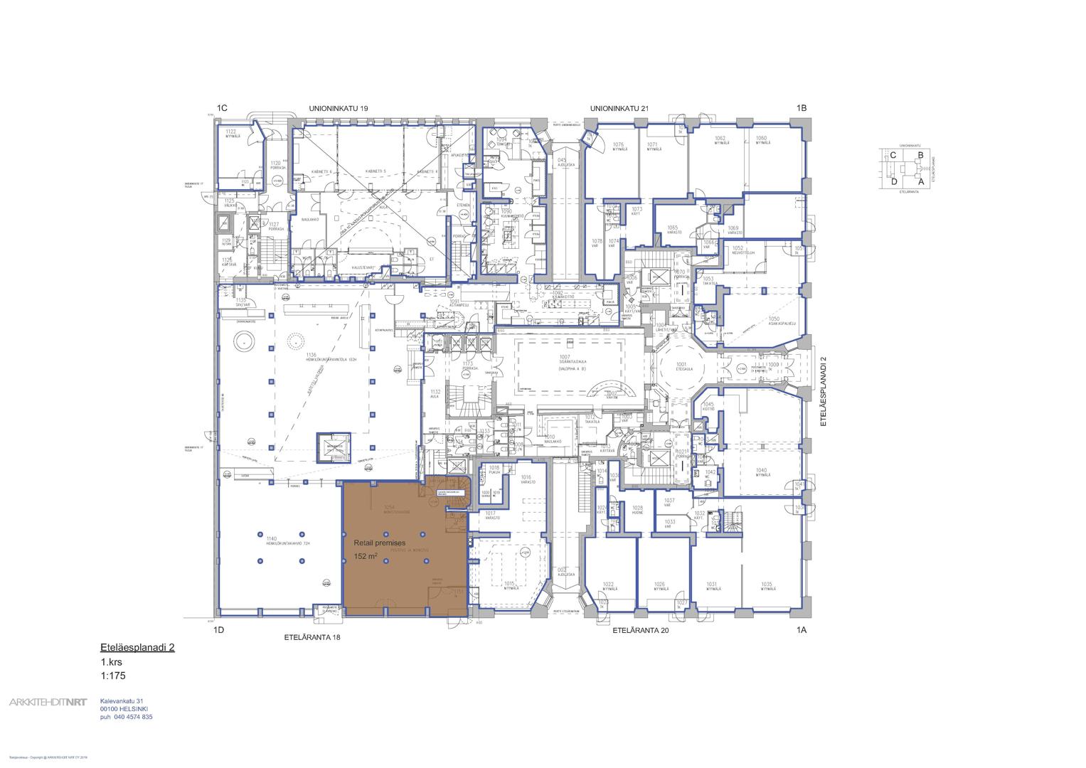 Eteläesplanadi 2, 152m2, Katutaso, Liiketila