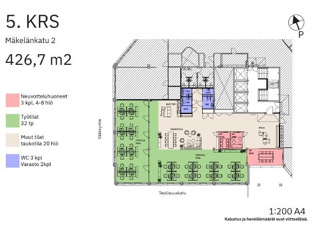 Mäkelänkatu 2, 427m2, 5. kerros, Toimistotila