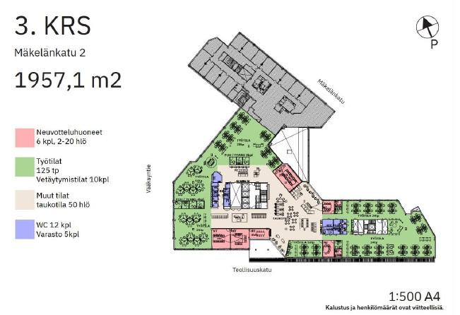 Mäkelänkatu 2, 1957m2, 3. kerros, Toimistotila