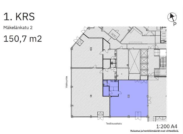 Mäkelänkatu 2, 151m2, 1. kerros, Liiketila