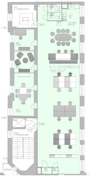 Urho Kekkosen katu 4-6, 180m2, 4. kerros, Toimistotila