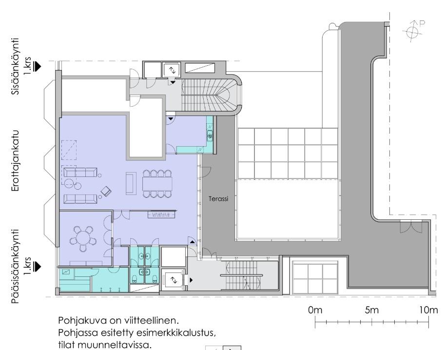 Erottajankatu 7, 165m2, 6. kerros, Liiketila