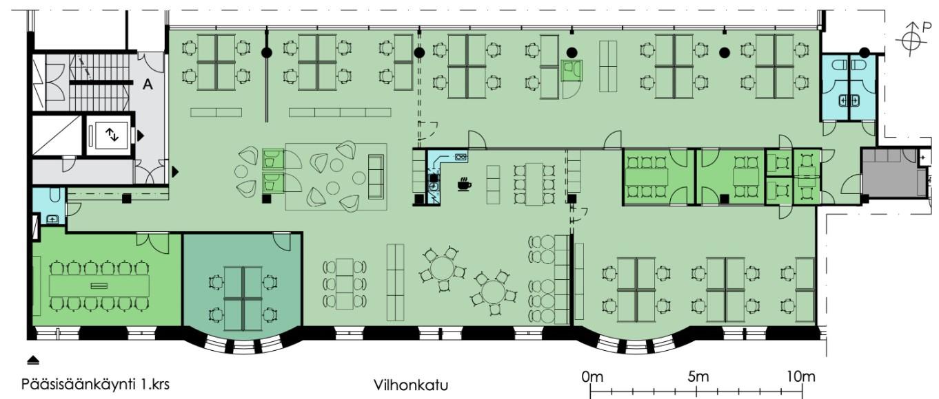 Vilhonkatu 5, 499m2, 3. kerros, Toimistotila