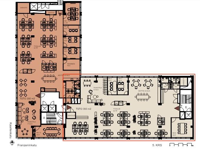 Kaarlenkatu 9-11, 350m2, 5. kerros, Toimistotila