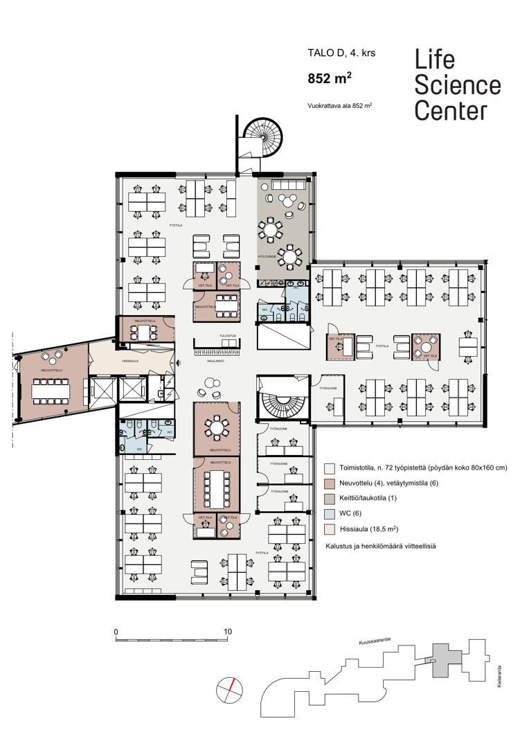 Keilaranta 12 D-talo, 852m2, 4. kerros, Toimistotila