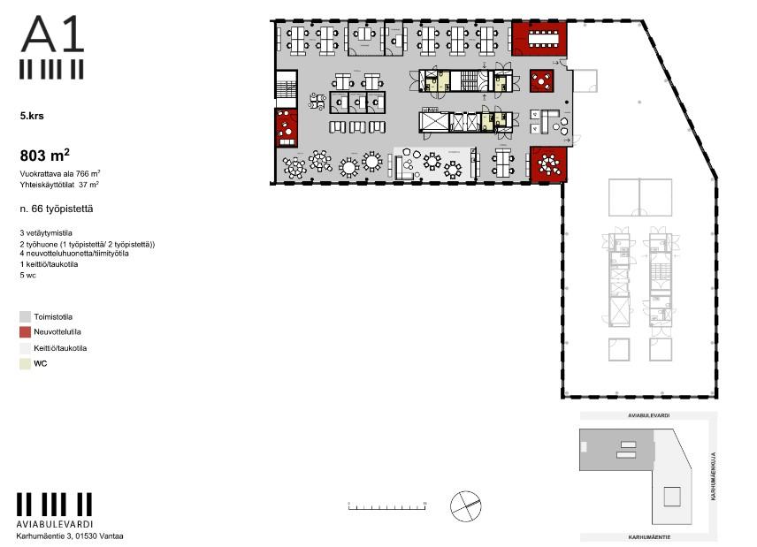 Karhumäentie 3, 803m2, 5. kerros, Toimistotila