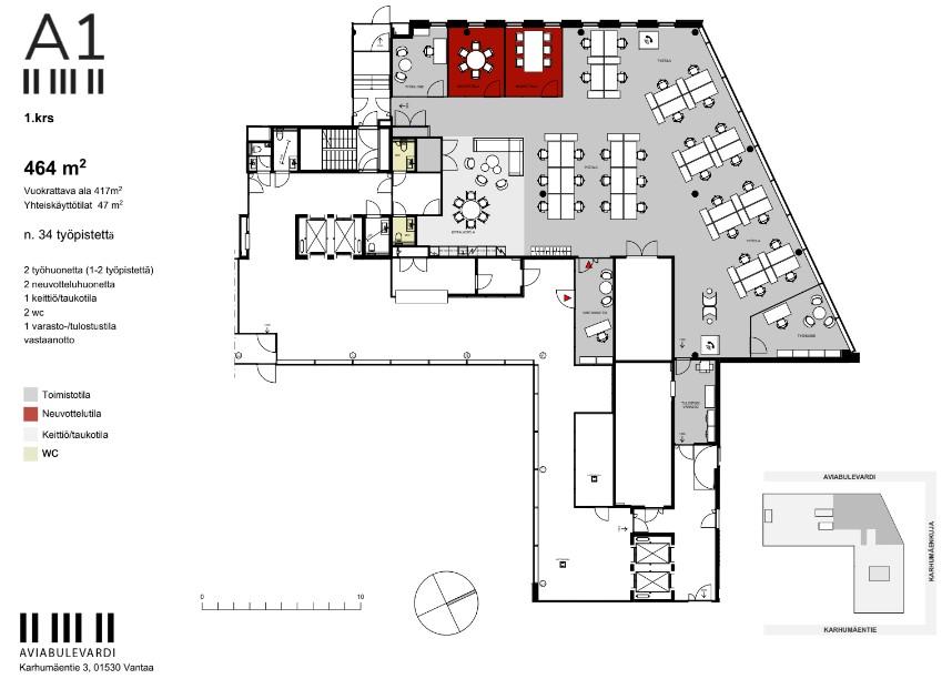 Karhumäentie 3, 464m2, 1. kerros, Toimistotila