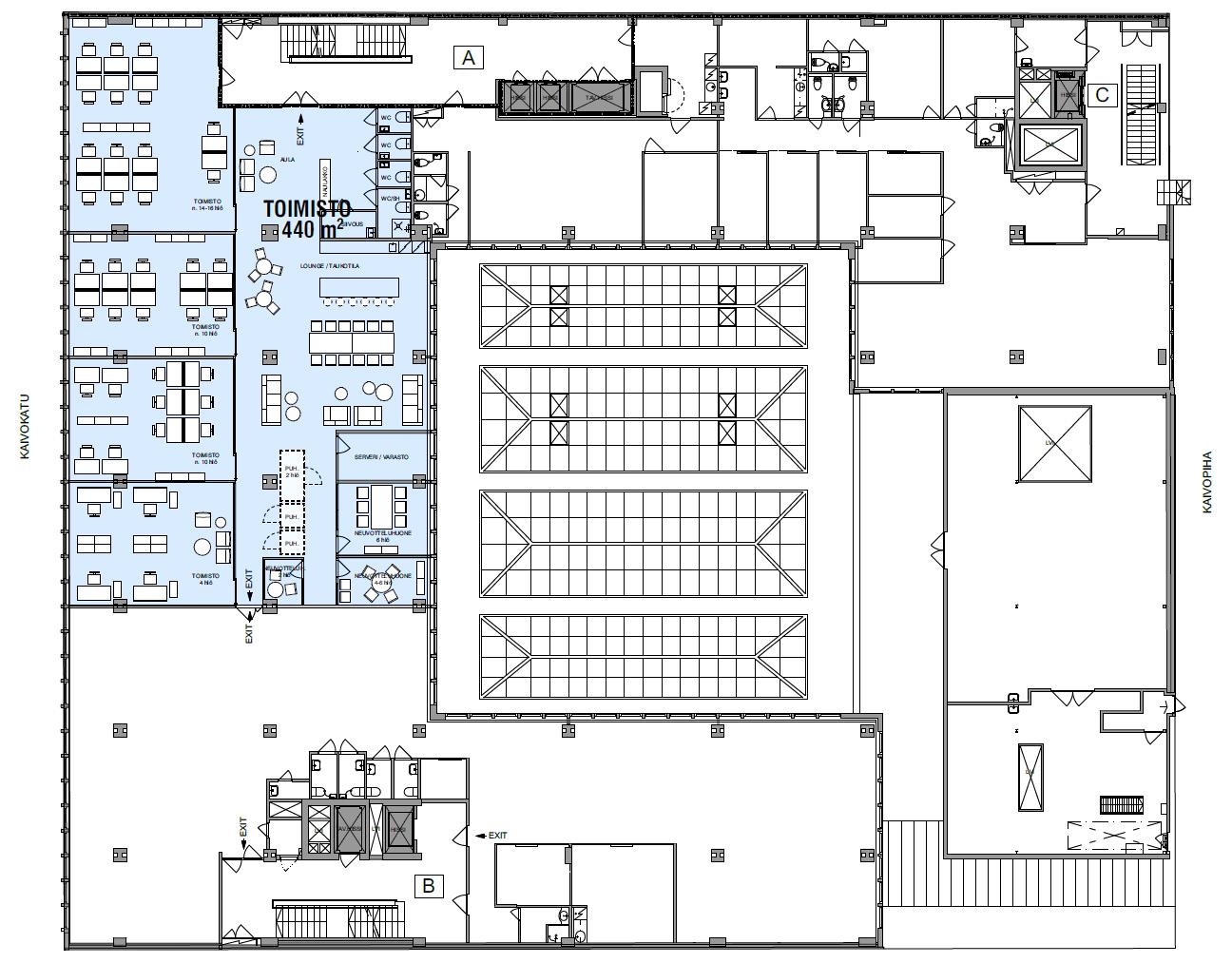 Kaivokatu 10, 440m2, 5. kerros, Toimistotila