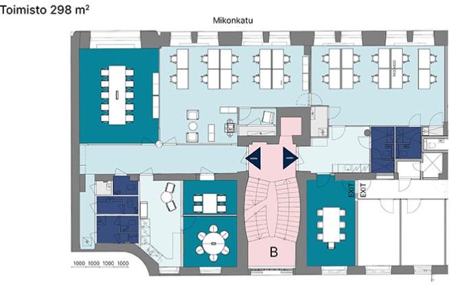 Aleksanterinkatu 44, 298m2, 2. kerros, Toimistotila