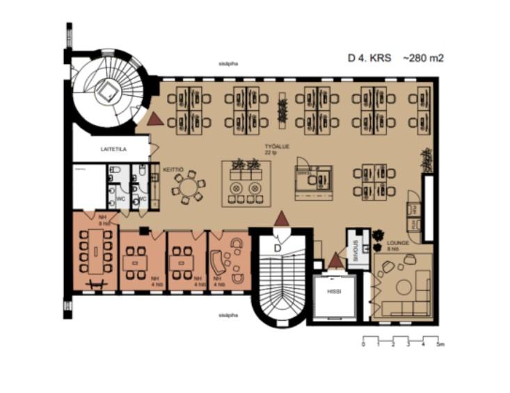 Kaarlenkatu 9-11, 280m2, 4. kerros, Toimistotila