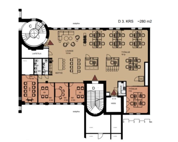 Kaarlenkatu 9-11, 280m2, 3. kerros, Toimistotila