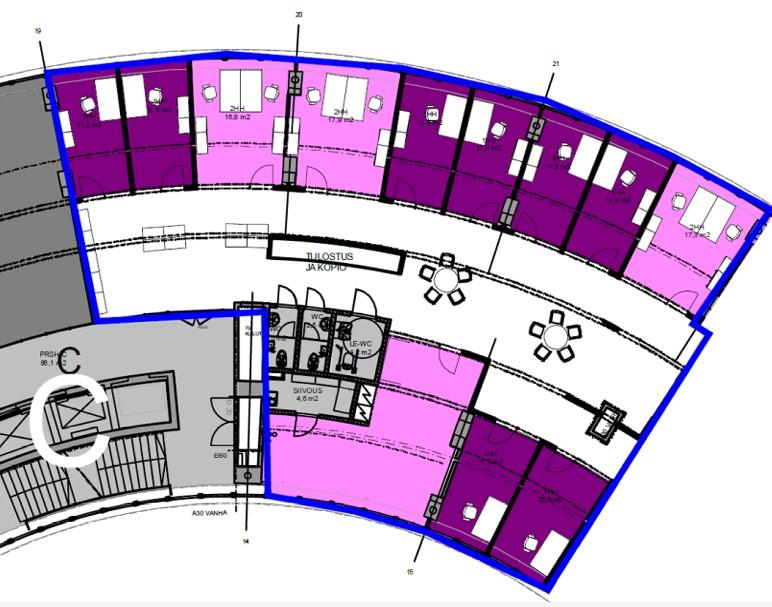 Siltasaarenkatu 18-20, 325m2, 7. kerros, Toimistotila