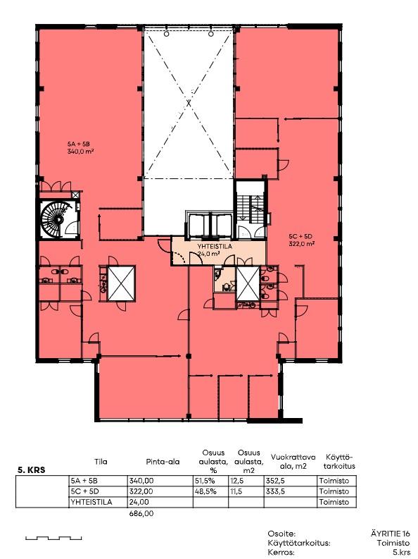 Äyritie 16 HEHKU, 204m2, 6. kerros, Toimistotila