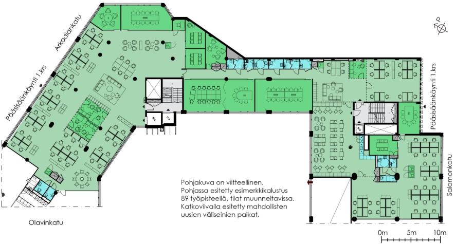 Arkadiankatu 6, 1205m2, 3. kerros, Toimistotila