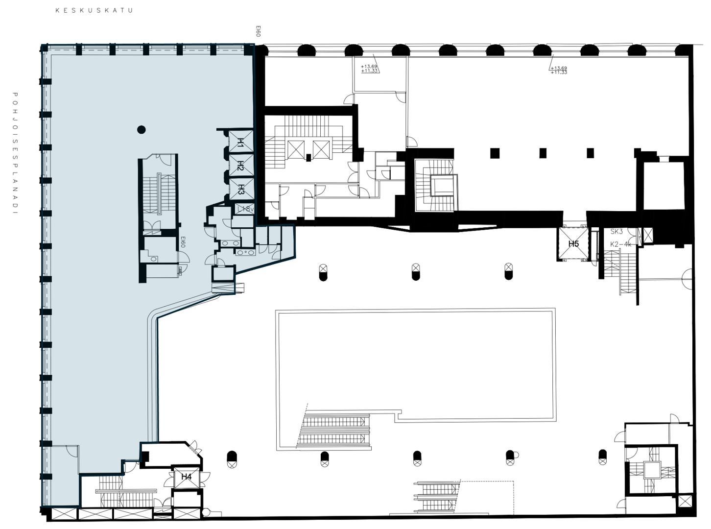 Keskuskatu 1 A, 460m2, 2. kerros, Liiketila