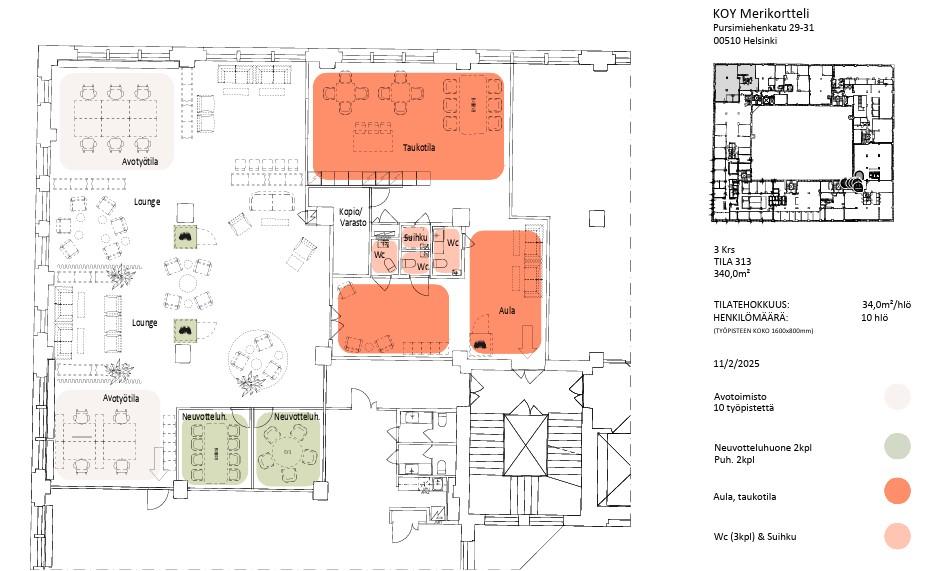 Pursimiehenkatu 29-31, 340m2, 3. kerros, Toimistotila