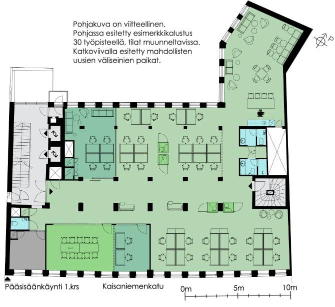 Kaisaniemenkatu 2 B, 386m2, 7. kerros, Toimistotila