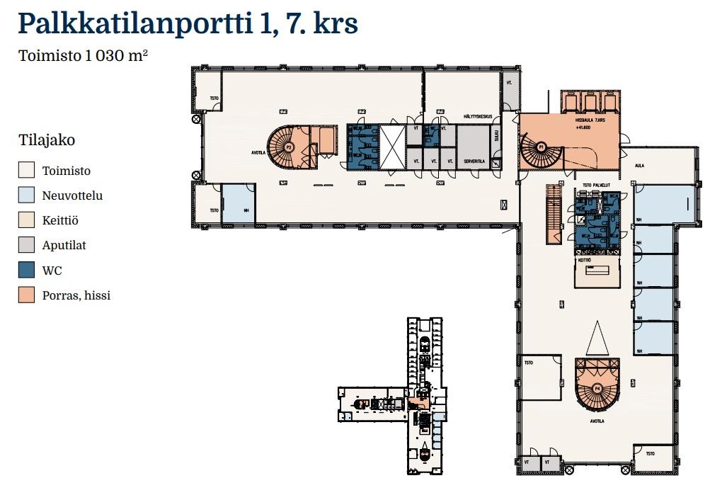 Palkkatilanportti 1, 1030m2, 7. kerros, Toimistotila