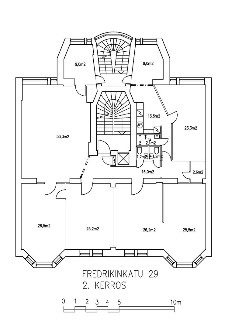 Fredrikinkatu 29, 263m2, 2. kerros, Toimistotila