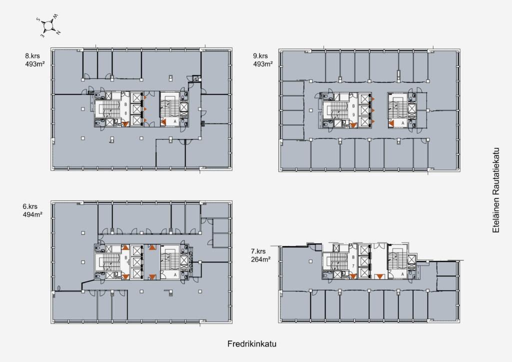 Fredrikinkatu 48, 1250m2, 9. kerros, Toimistotila